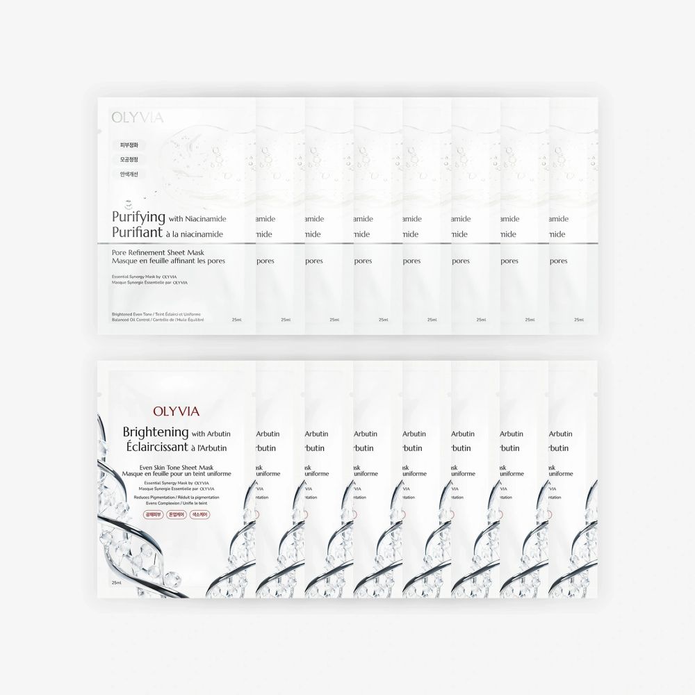 OLYVIA Purifying & Brightening masks — Niacinamide and Arbutin
